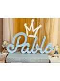 Nombre azul con corona