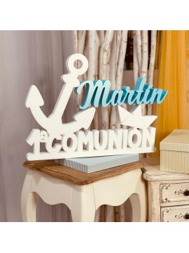 Primera comunión nombre azul ancla1