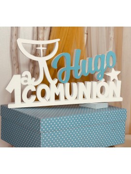 Primera comunión nombre azul.