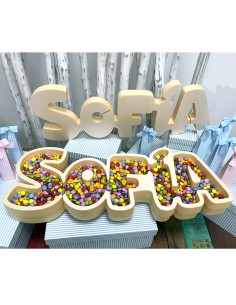 Nombre de corcho para colocar en mesas dulces o cualquier tipo de evento