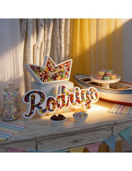 Nombre de corcho para colocar en mesas dulces o cualquier tipo de evento