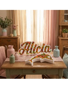 Nombre de corcho para colocar en mesas dulces o cualquier tipo de evento 2