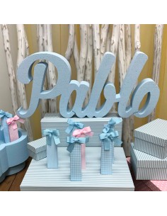 Nombre de corcho para colocar en mesas dulces o cualquier tipo de evento