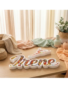 Nombre de corcho para colocar en mesas dulces o cualquier tipo de evento