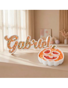 Nombre de corcho para colocar en mesas dulces o cualquier tipo de evento