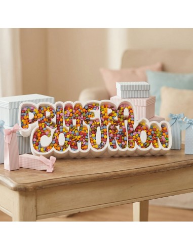 Nombre de corcho para colocar en mesas dulces o cualquier tipo de evento
