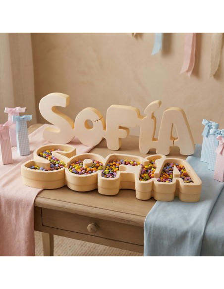 Nombre de corcho para colocar en mesas dulces o cualquier tipo de evento