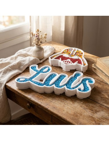 Nombre de corcho para colocar en mesas dulces o cualquier tipo de evento