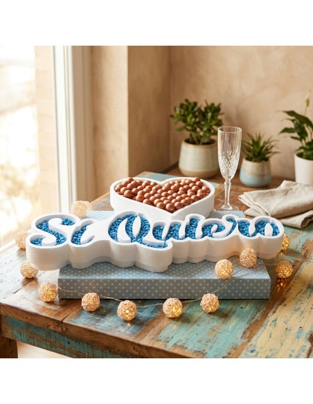 Nombre de corcho para colocar en mesas dulces o cualquier tipo de evento