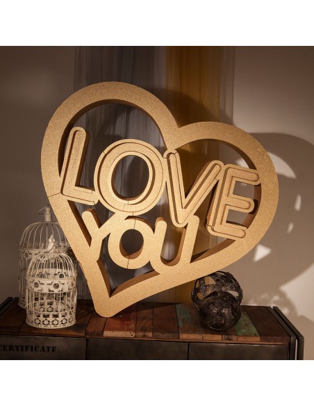 Corazón de corcho blanco pintado en dorado o plateado