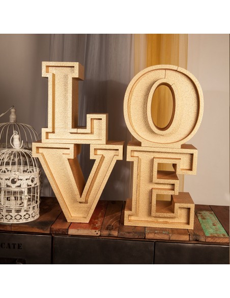 Love corcho pintado oro para bodas