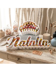 Nombre de corcho para colocar en mesas dulces o cualquier tipo de evento